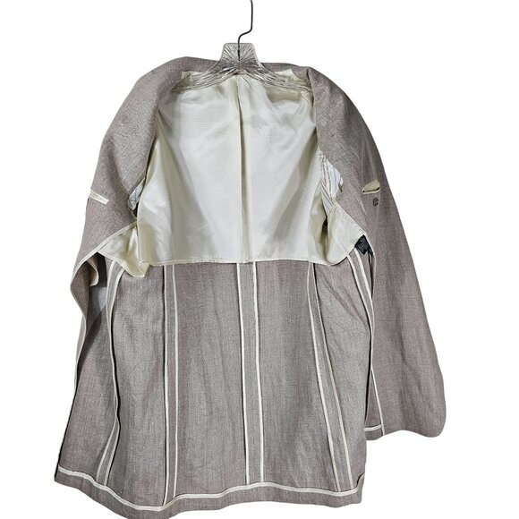 VTG J.Crew Oarsman Linen Blazer 42L Beige Neutral Classic Resort Summer Coastal - Picture 3 of 13